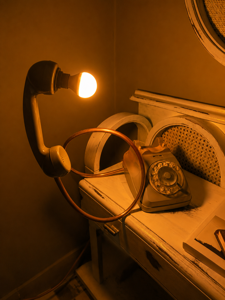 Telefono Vintage Luminoso – Pezzo Unico Artigianale