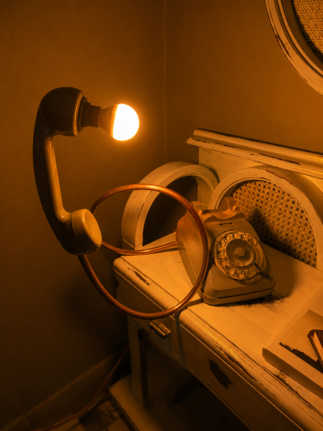 Telefono Vintage Luminoso – Pezzo Unico Artigianale